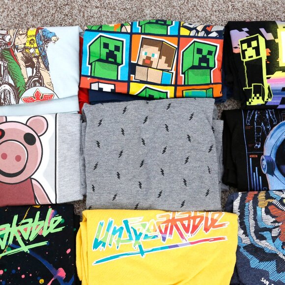 Youth Boys Short Sleeve T Shirt Lot Minecraft Roblox Piggy Unspeakable - Picture 3 of 5